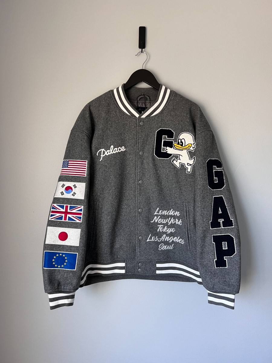 Gap x Palace Varsity Jacket - Size XL - Grey - NEW | eBay Gap x Palace Varsity Jacket - Size XL - Grey - NEW | eBay