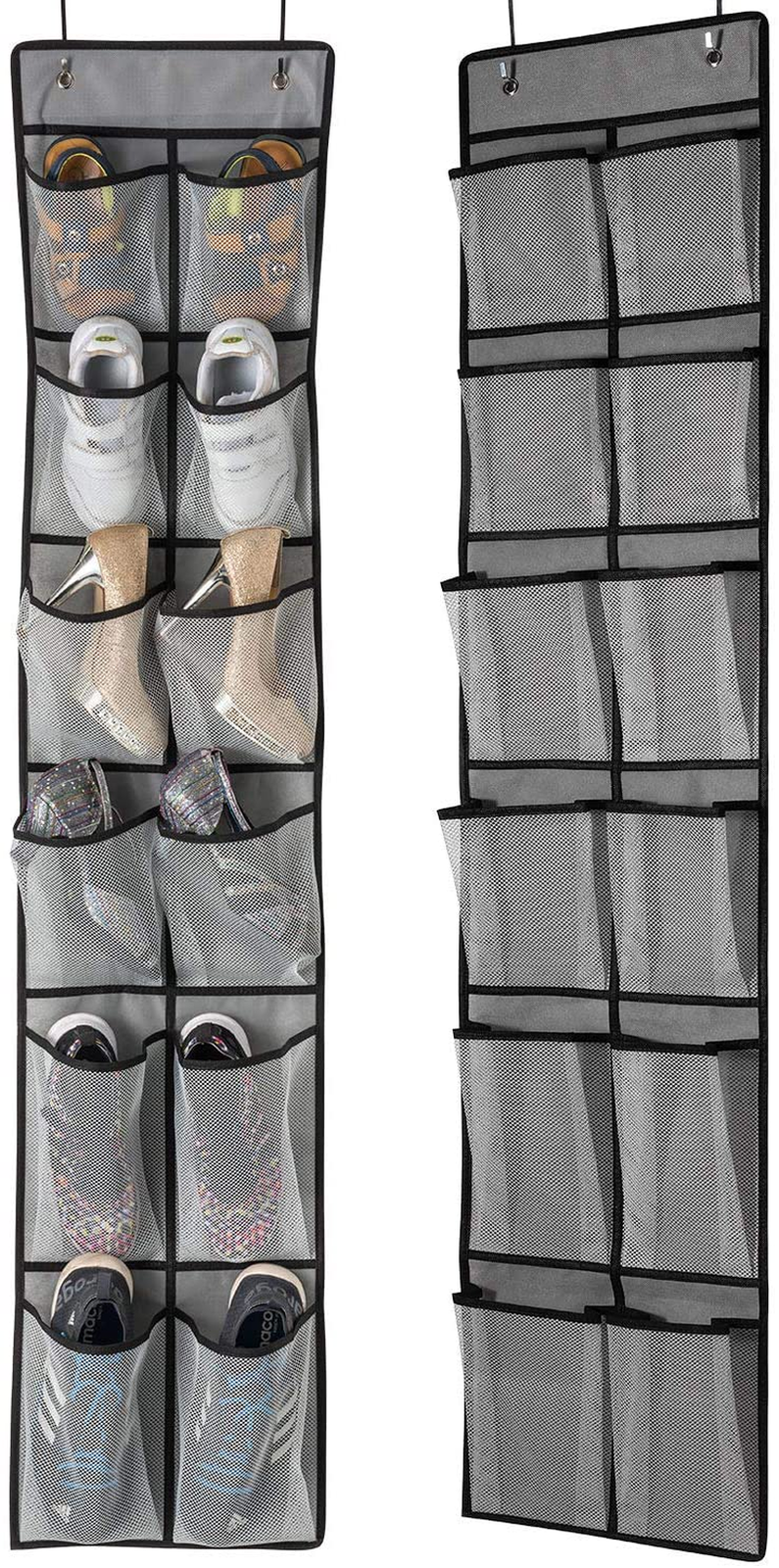 over the Door Shoe Organizer 2 Pack,Mesh Pockets Hanging Shoe Rack over the Door