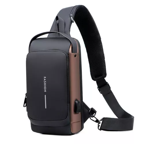 Men's Sling Backpack Waterproof Anti-theft Shoulder Crossbody Chest Bag USB Port - Picture 17 of 20