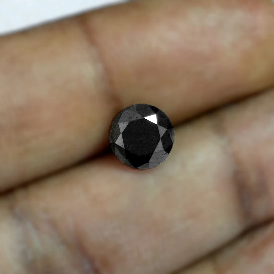 2.06cts 7.9mm Round Fancy Jet Black Natural Earth Mined Loose Diamonds - Image 3 of 3