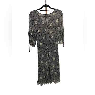 garnet hill silk dress Garnet Hill 100% Silk floral dress bell sleeves size 6 petite
