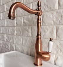 Red Copper Bathroom Basin Sink Faucet Mixer Hot  Cold Water Tap Single Lever