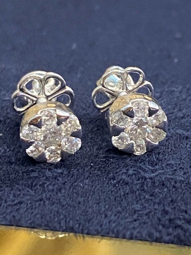 0,59 Cts Runde Brilliant Cut Natürlich Diamanten Ohrstecker In 585 Fein 14K Gold - Bild 5 von 12