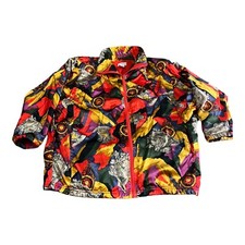Vintage Jacket Windbreaker Lined Rafael Red Gold Purple Zip Bold Bright Artistic