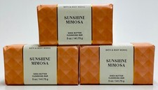 3 Bath  Body Works SUNSHINE MIMOSA Shea Butter Cleansing Bar Soap Wash 5 oz 