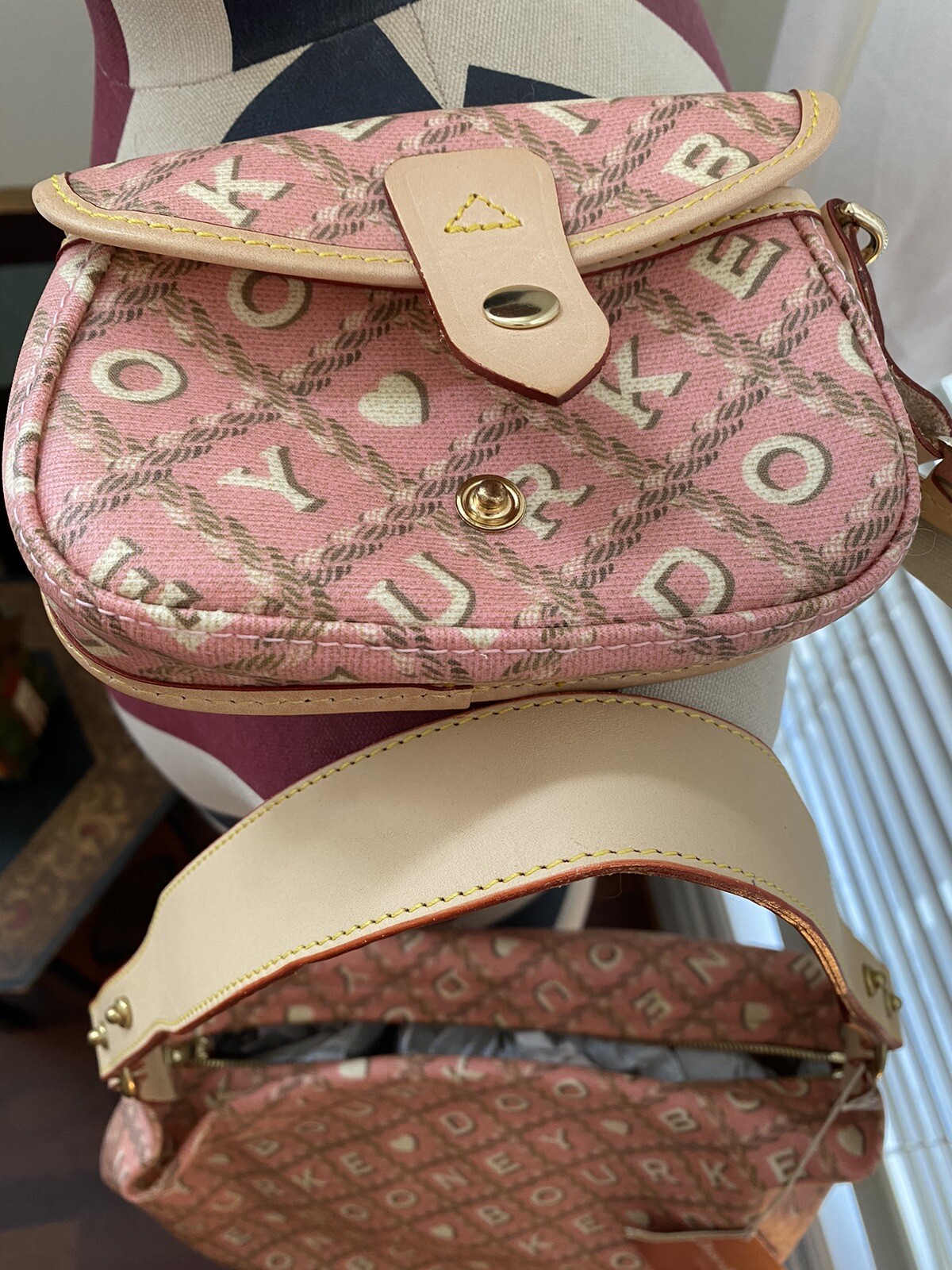 LOT OF 3 NEW DOONEY & BOURKE PURSE PINK CROSSWORD SHOULDER BAG SHOPPER
