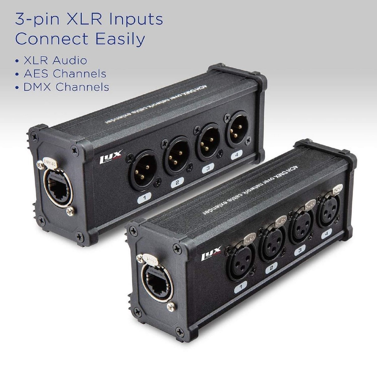 LyxPro 4 Channel XLR Splitter Box, Cable Breakout Male & Female to