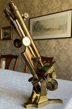 Antique Wenham Binocular Brass Microscope by Smith Beck & Beck, London - c1865