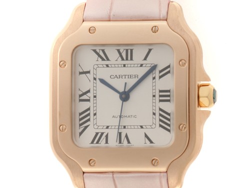 CARTIER WGSA0012 Santos de Cartier MM Silver dial K18 Pink Gold/Leather【472】