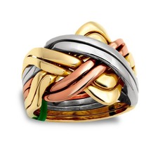 mens Solid 9ct Yellow White and Rose Gold Jewelco London 8 Piece Puzzle Ring