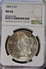 1882 S US Morgan Silver Dollar $1 NGC MS66 Nice Edge Toning