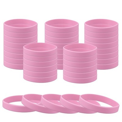 60 Pcs Unisex Rubber Bracelets Silicone Sports Wristbands Pink