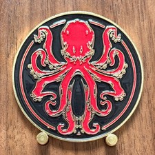 Red Octopus Maritime Skull 23 Quality Goods Enamel Challenge Coin W 10