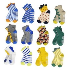 Anti Slip Toddler Socks, 12 Pairs Non-Skid Cotton Grip Kid 1-3T A.crocobaby