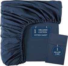 100 Organic Cotton Twin 2PC Size Fitted Sheet Set Includes 1 Sheet 1 Pillowcase