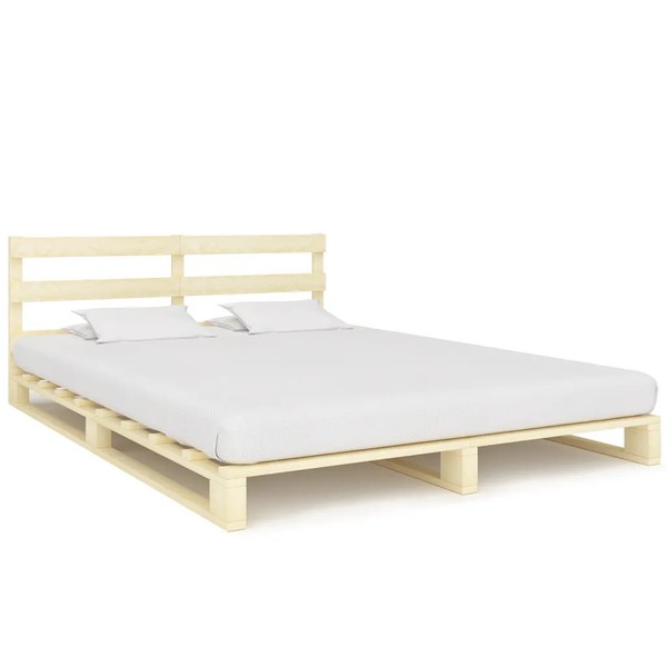 Massivholz Palettenbett Kiefer 160X200 Cm Bettgestell-image