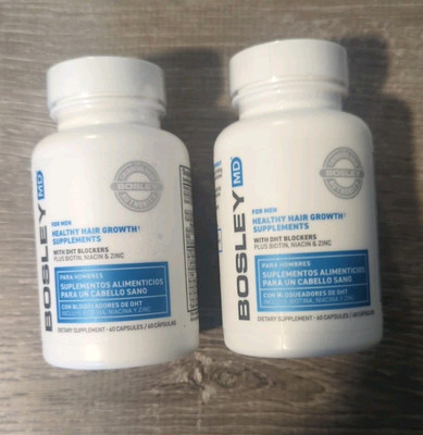 2-Bosley MD Men's Healthy Hair Growth Supplement 120 Capsules Exp: 6/2026