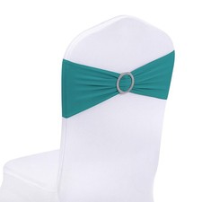 Peomeise 50pcs Turquoise Spandex Chair Sashes with Buckle Slider for Wedding,...