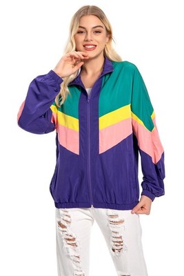 80er Jahre Jacke Trainingsjacke Damen Retro Trainingsanzug Tracksuit Sportswe...