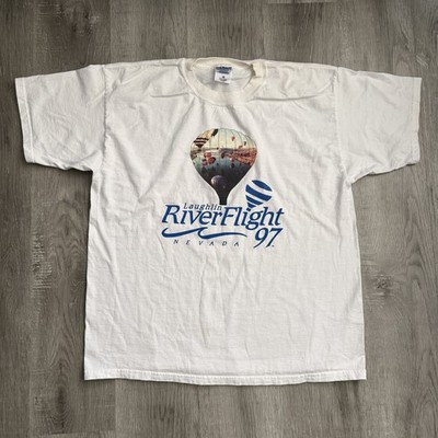 Vintage Laughlin River Flight 97 Shirt Mens XL White Hot Air Balloon Nevada Tee