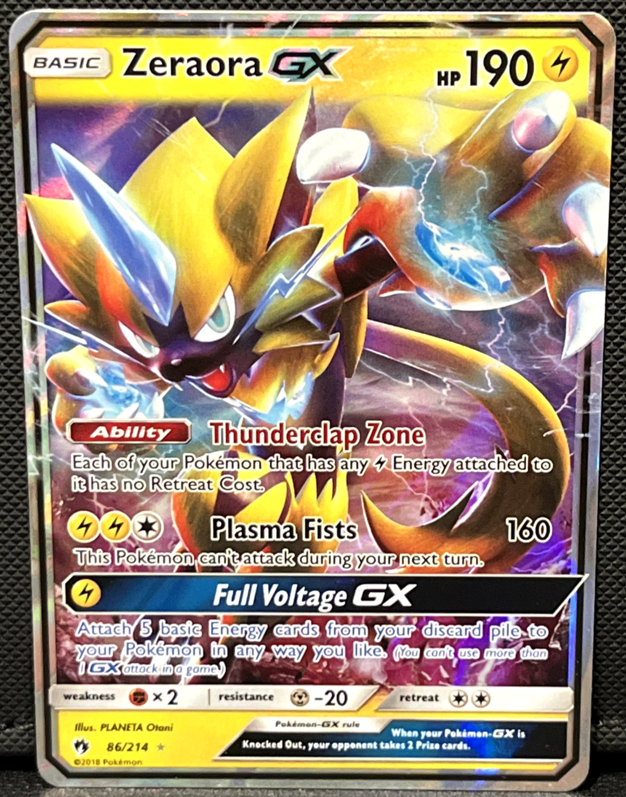 Zeraora GX 86/214 Full Art Holo - Sun & Moon - Lost Thunder - NM - Pokémon TCG