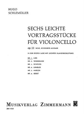 Sechs Easy Performance Pieces op. 12 Cello und Klavier (sehr leicht) Schlemueller Nr.