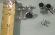 Onyx Black Stainless Steel The Black Tux Cufflinks Set In Original Packing 