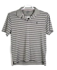 Polo Ralph Lauren Youth XL 18-20 Grey Preformance Stripped Short Sleeve Shirt