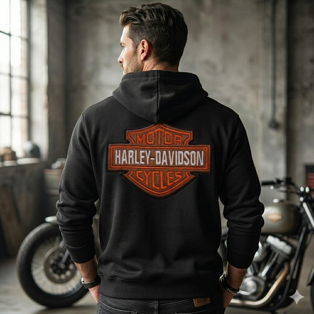 Harley Biker Embroidered Sew On Leather Patches DIY Hoodie & Jackets,  Set of 2