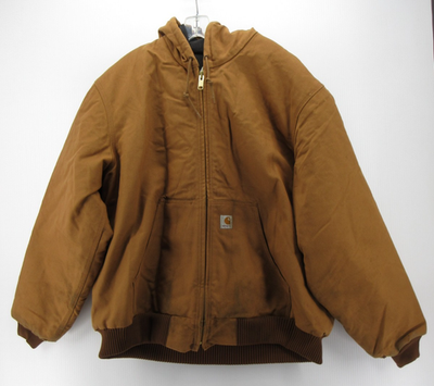 Carhartt Jacket Men XL Brown Duck Canvas Bomber Coat Hoodie Work