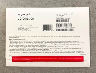 MS Windows 10 Professional OEM/SB Vollversion deutsch 64 Bit (FQC-08922)