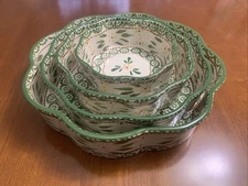 Temptations Old World Green Set Of 4 Scalloped Casserole Dishes