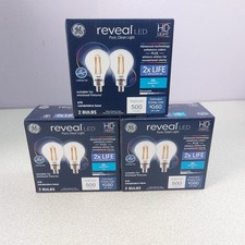 Lot 6 GE LED Light Bulb Reveal 5W 60W Candelabra A15 42412 Warm White 500Lu NEW