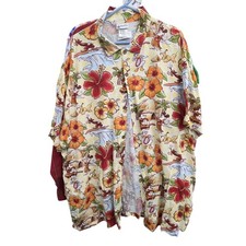 Vintage OG Disney Parks Hawaiian Luau Shirt Hibiscus Flowers Mickey Mouse XXL
