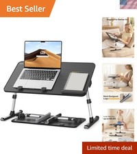 Height Angle Adjustable Lap Desk Laptop Stand for Bed LightWeight Foldabl...