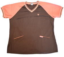 Barco Metroscrubs Scrub Top, XL, Brown with Orange