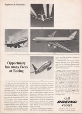 Boeing 1966 Vintage Print Ad 747 727 707 737 Jetliner Aircraft