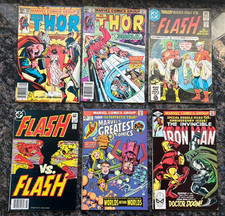 12 Vintage DC/Marvel Thor, Flash, Super Villains, Avengers Comics 70’s/80’s