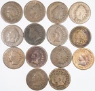 1864 Bronze Indian Head Penny Cent Lot of 15 Coins in About Good (AG)