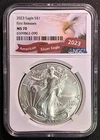 2023 SILVER EAGLE. FIRST RELEASES. NGC CERTIFIED MS70. CERT.#6599865-090