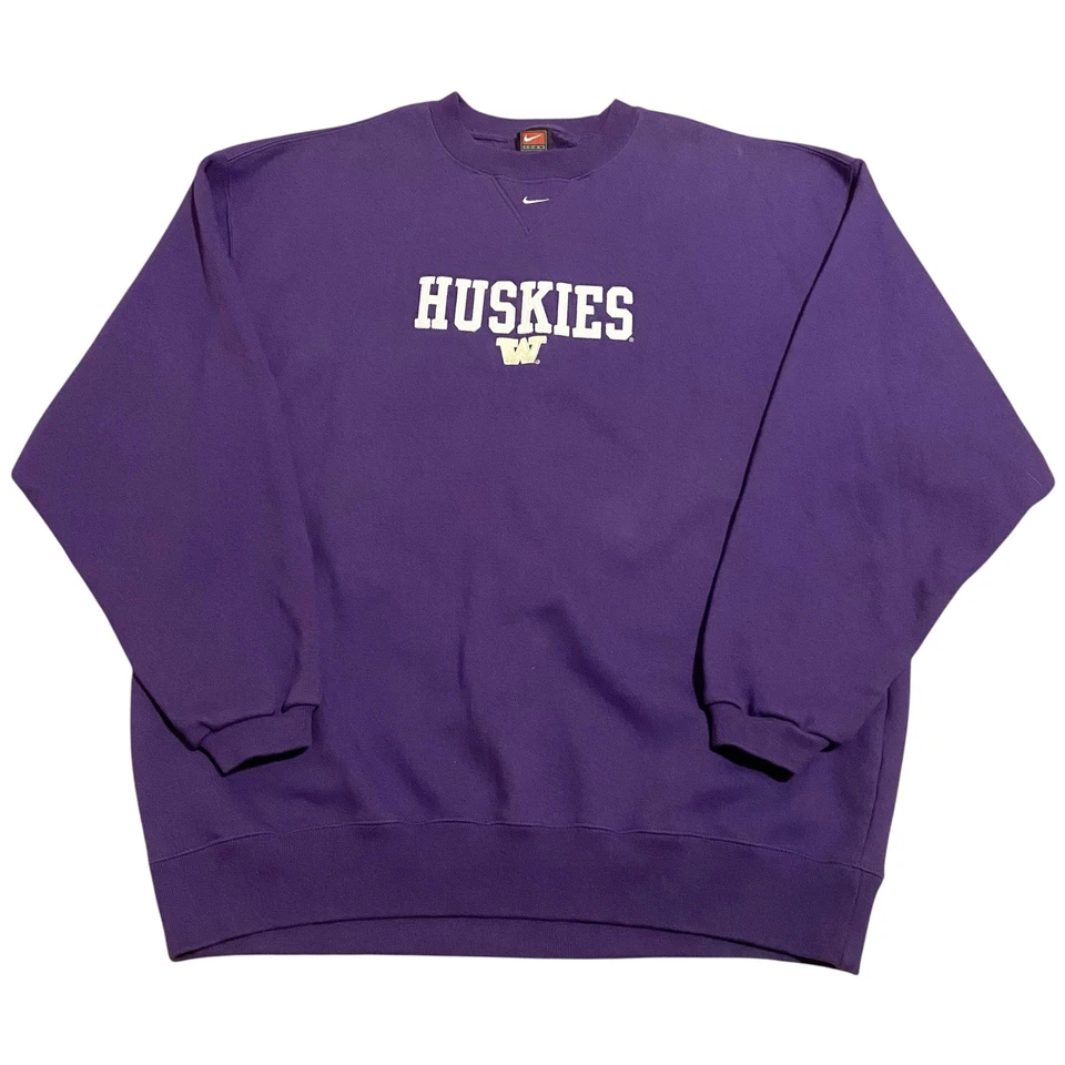 University Washington Huskies Crewneck XL 90s Nike Team Center Swoosh Vintage - Image 2 of 4