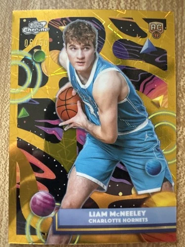 2025-26 Topps Chrome Cosmic #153 Liam McNeeley Gold Interstellar Refractor #/50