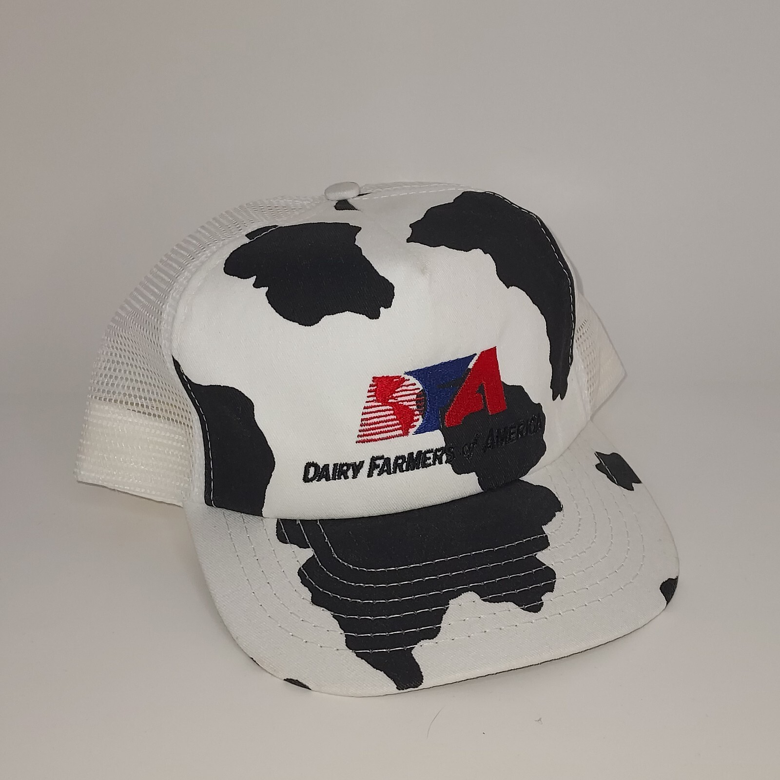 Vintage Dairy Farmers Snapback Hat Cap Cow Print 80s … Gem