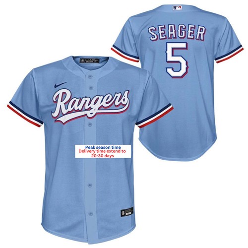 Corey Seager 5 Texas Rangers YOUTH stitched Jersey Baby Blue eBay