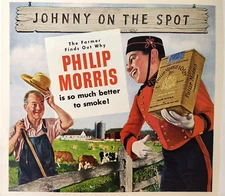 Johnny On The Spot Farmer Farm Philip Morris 1947 Ad Magazine Print Cigarette