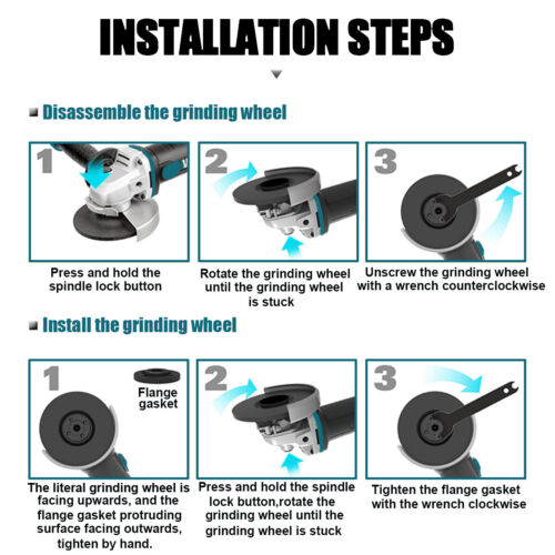 Brushless Cordless Angle Grinder 125mm Cutting Polishing For Makita 18V Battery - Picture 13 of 15