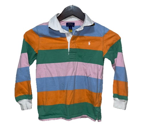 Polo Ralph Lauren Toddler Size 7 Multicolor Long Sleeve Rugby 3 Button Shirt - Picture 1 of 13