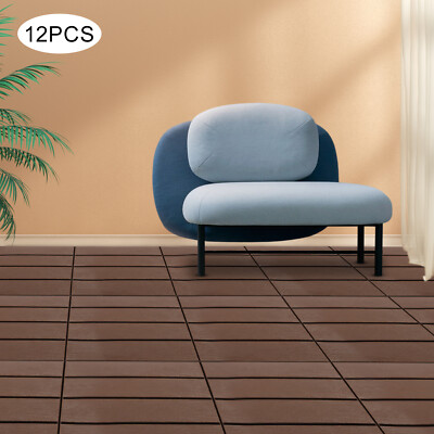 12Pcs Plastic Interlocking Deck Tiles 12x12 in Outdoor Patio Flooring Waterproof