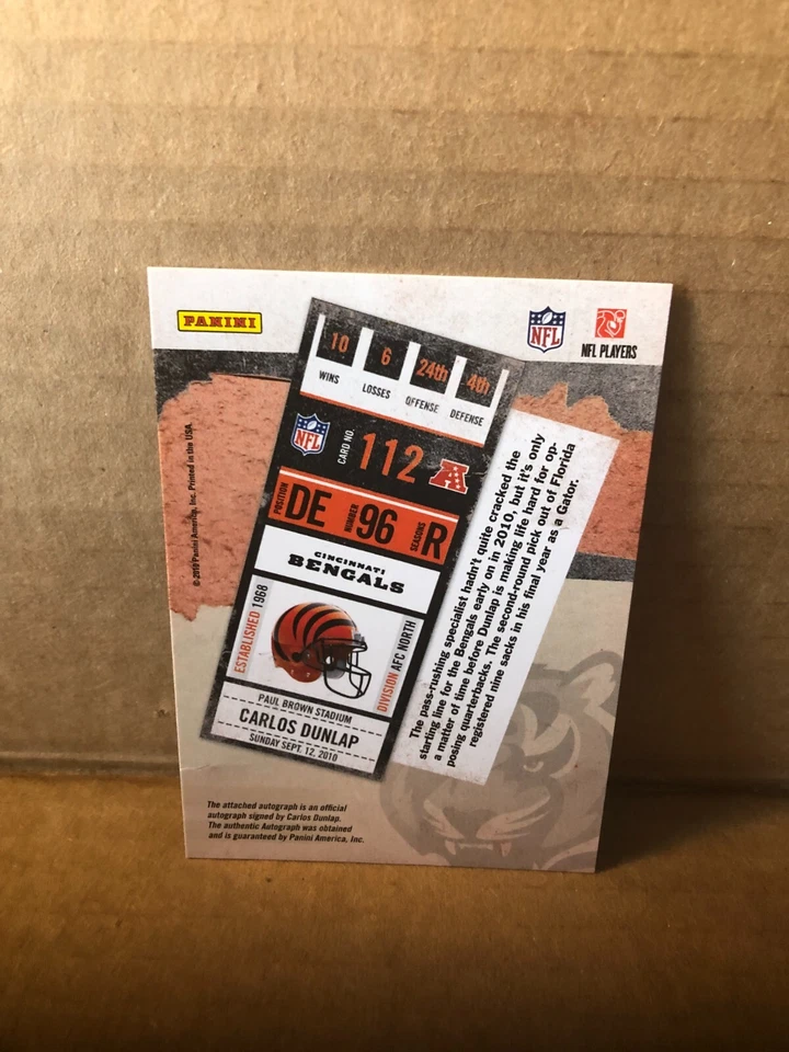 2010 Playoff Contenders #112 Carlos Dunlap AU RC - Image 2 of 2