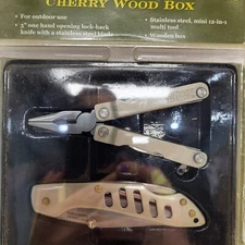 New Multi tool and Knife With Cherry Wood Box Northwest Territory Pliers Scissor